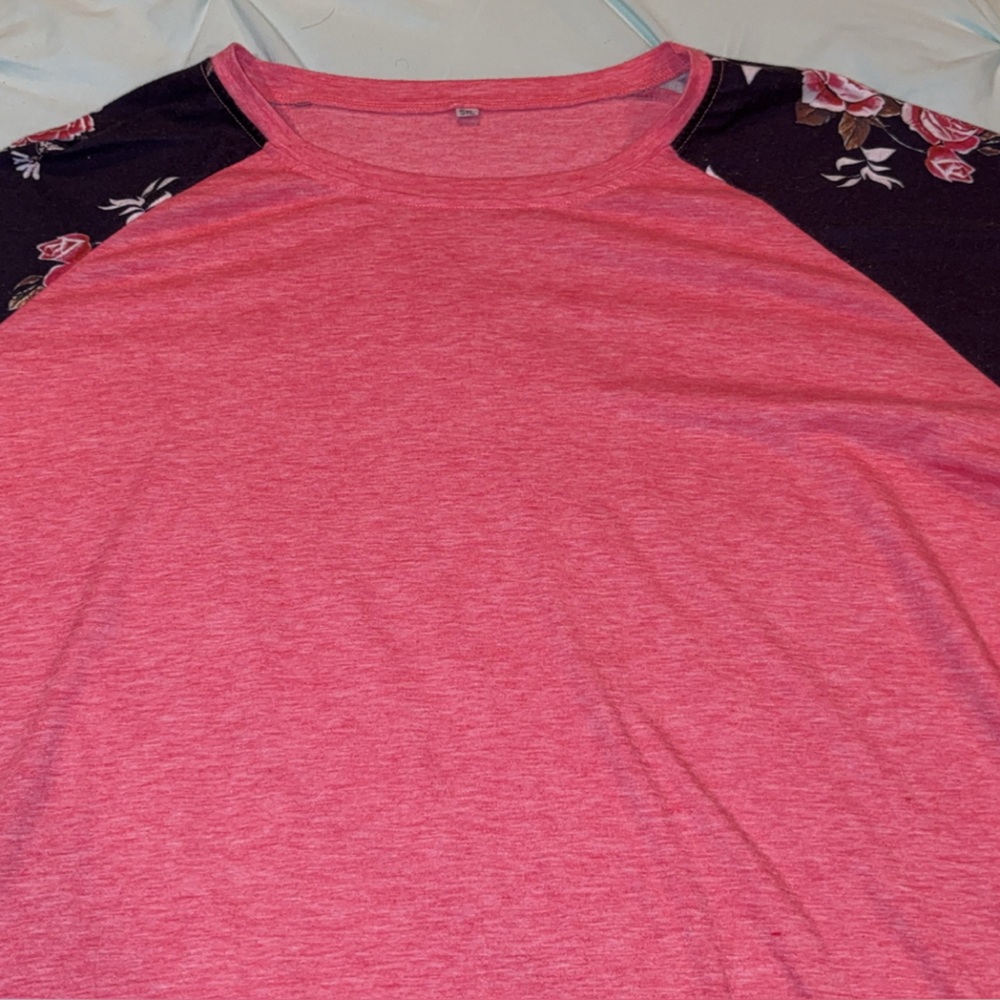 Pink and Black Floral Sleeve Top